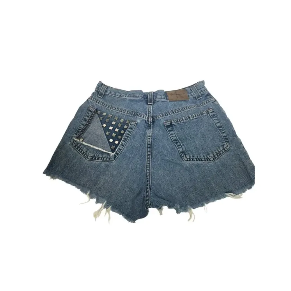 Calvin Klein Shorts Denim Jeans Stud Pocket Size 8 cutoff Y2K